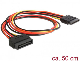 DeLock Extension Cable Power SATA 15 Pin male > SATA 15 Pin female 50cm