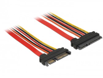 DeLock Extension cable SATA 6 Gb/s 22 pin plug > SATA 22 pin receptacle (3.3 V + 5 V + 12 V) 30cm