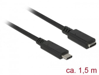 DeLock Extension cable SuperSpeed USB (USB 3.1 Gen 1) USB Type-C male > female 3 A 1.5m Black