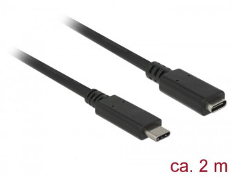 DeLock Extension cable SuperSpeed USB (USB 3.1 Gen 1) USB Type-C male > female 3 A 2m Black