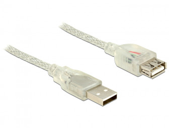 DeLock Extension cable USB 2.0 Type-A male > USB 2.0 Type-A female 1m transparent