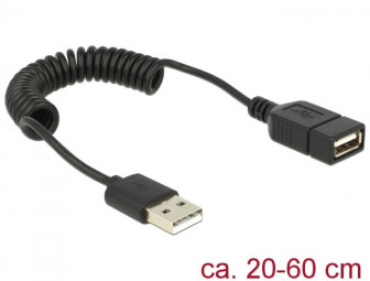 DeLock Extension Cable USB 2.0-A male / female coiled cable