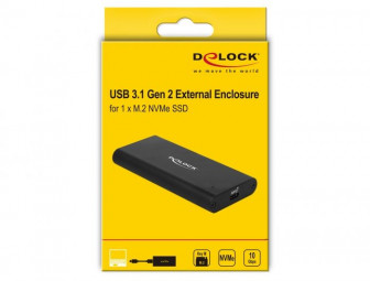 DeLock External Enclosure for M.2 NVMe PCIe SSD with SuperSpeed USB 10 Gbps (USB 3.1 Gen 2) USB Type-C female