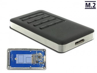 DeLock External Enclosure M.2 Key B 42 mm SSD > USB 3.0 Type Micro-B female with encryption function