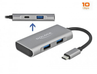 DeLock External USB 3.2 Gen 2 USB Type-C Hub with 3x USB Type-A and 1x USB Type-C