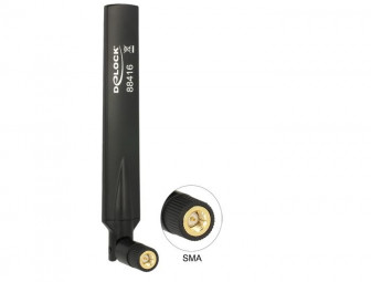 DeLock GSM / UMTS Antenna SMA plug 1.0 - 3.5 dBi omnidirectional with tilt joint black