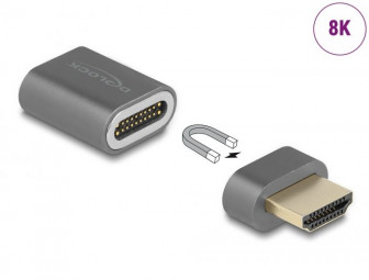 DeLock HDMI Adapter male to female 8K 60 Hz magnetic Grey