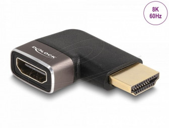 DeLock HDMI Adapter male to female 90° left angled 8K 60Hz metal Grey