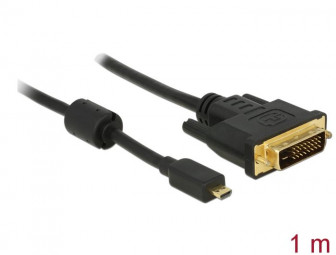 DeLock HDMI cable Micro-D male > DVI-D (Dual Link) male 1m
