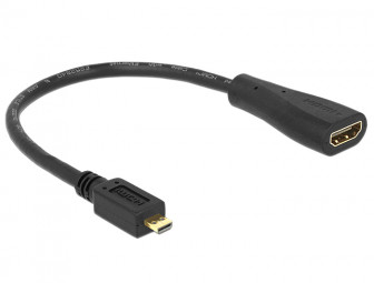 DeLock HDMI-micro D male to HDMI-A female kábel 23cm Black