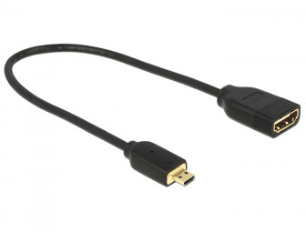 DeLock HDMI-micro D male to HDMI-A female kábel 3D 4K 20cm Black