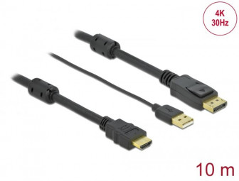 DeLock HDMI to DisplayPort cable 4K 30 Hz 10m Black