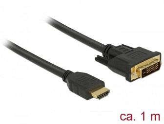 DeLock HDMI to DVI 24+1 cable bidirectional 1m Black