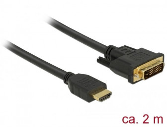 DeLock HDMI to DVI 24+1 cable bidirectional 2m Black