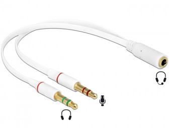 DeLock Headset Adapter 1x 3.5mm 4 pin Stereo jack female > 2x 3.5 mm 3 pin Stereo jack male (iPhone)