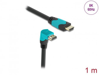 DeLock High Speed HDMI cable male straight to male 90° downwards angled 48 Gbps 8K 60 Hz 1m Black