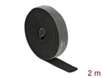 DeLock Hook-and-loop tape on roll L 2 m x W 15 mm Black