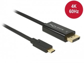 DeLock USB Type-C male - DisplayPort male (DP Alt Mode) 4K 60Hz cable 3m Black