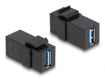 DeLock Keystone Module USB 3.0 A female to USB 3.0 A female (1:1) Black