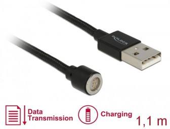DeLock Magnetic USB Data and Charging Cable black 1,1m