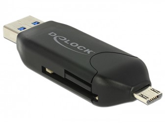 DeLock microUSB OTG Card Reader + USB3.0 A male Black