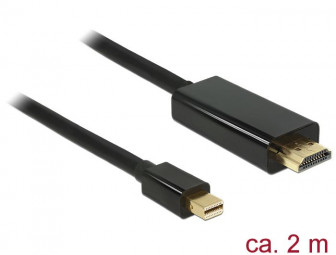 DeLock mini Displayport 1.1 male to HDMI male kábel 2m, Black