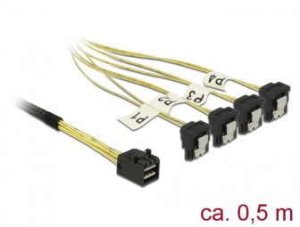 DeLock Mini SAS HD SFF-8643 > 4 x SATA 7 Pin angled 0,5m cable
