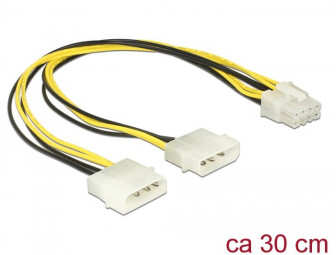 DeLock Power cable 2x 4 pin Molex male > 8 pin EPS male 30cm