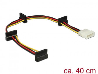 DeLock Power Molex 4 pin plug > 4x SATA 15 pin receptacle 40cm cable
