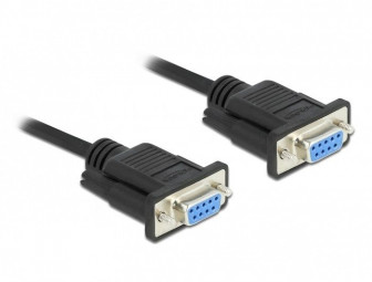DeLock RS-232 D-Sub9 female to female null modem with narrow plug housing Serial Cable 2m Black