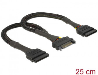 DeLock SATA 15 pin female > 2x SATA 15 pin male 25cm Power Cable