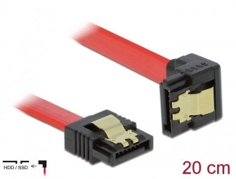 DeLock SATA 6 Gb/s Cable straight to downwards angled 20 cm red