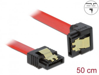 DeLock SATA 6 Gb/s Cable straight to downwards angled 50cm Red