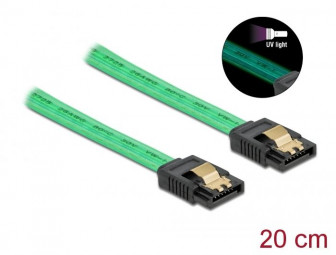DeLock SATA 6 Gb/s Cable UV glow effect 20cm Green