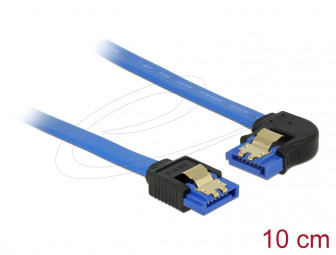 DeLock SATA 6 Gb/s receptacle straight > SATA receptacle left angled 10cm blue with gold clips