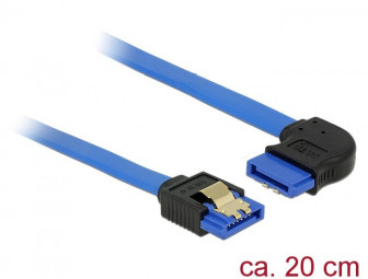 DeLock SATA 6 Gb/s receptacle straight > SATA receptacle right angled 20 cm blue with gold clips Cable