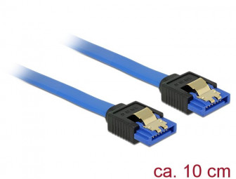 DeLock SATA 6 Gb/s receptacle straight > SATA receptacle straight 10 cm blue with gold clips cable