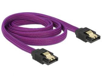 DeLock SATA cable 6 Gb/s 100 cm straight / straight metal Purple Premium