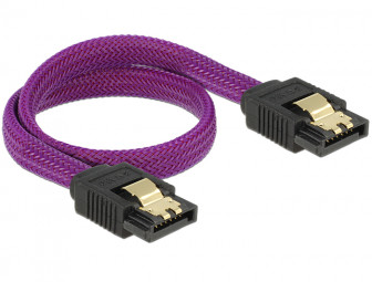 DeLock SATA cable 6 Gb/s 30cm straight / straight metal Purple Premium