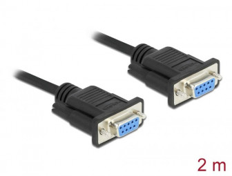 DeLock Serial Cable RS-232 D-Sub 9 female to female null modem with narrow plug housing Full Handshaking 2m Black