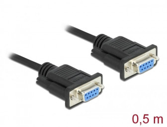 DeLock Serial Cable RS-232 D-Sub9 female to female null modem with narrow plug housing 0,5m