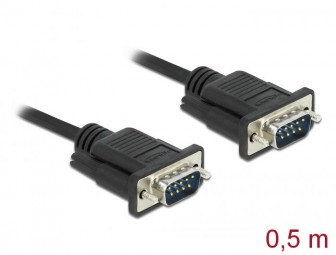 DeLock Serial Cable RS-232 D-Sub9 male to male with narrow plug housing 0,5m Black