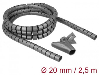 DeLock Spiral Hose with Pull-in Tool 2.5 m x 20 mm grey