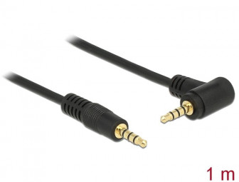 DeLock Stereo Jack 3.5 mm 4 pin male > male angled 1m Cable Black