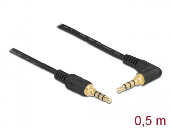 DeLock Stereo Jack Cable 3.5 mm 4 pin male > male angled 0,5m Black
