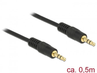 DeLock Stereo Jack Cable 3.5mm 3 pin male > male 0,5m Black