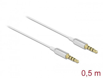 DeLock Stereo Jack Cable 3.5mm 4 pin male to male Ultra Slim 0,5m White