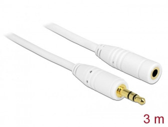 DeLock Stereo Jack Extension Cable 3.5 mm 3 pin male > female 3m White