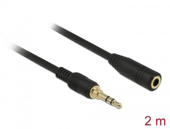 DeLock Stereo Jack Extension Cable 3.5 mm 3 pin male to female 2m Black