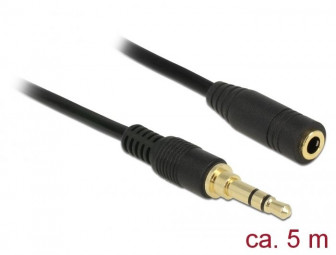 DeLock Stereo Jack Extension Cable 3.5 mm 3 pin male to female 5m Black